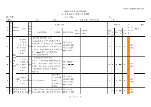 模板支架安全分级管控清单