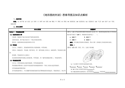 七年级地理上册14地形图的判读思维导图及知识点解析