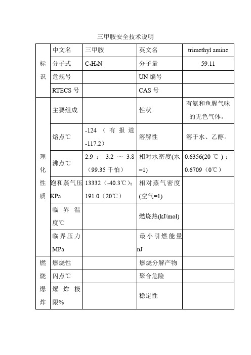 三甲胺安全技术说明