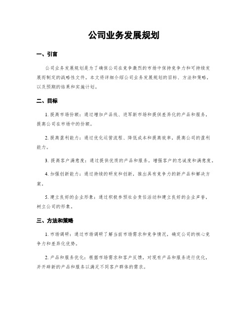 公司业务发展规划