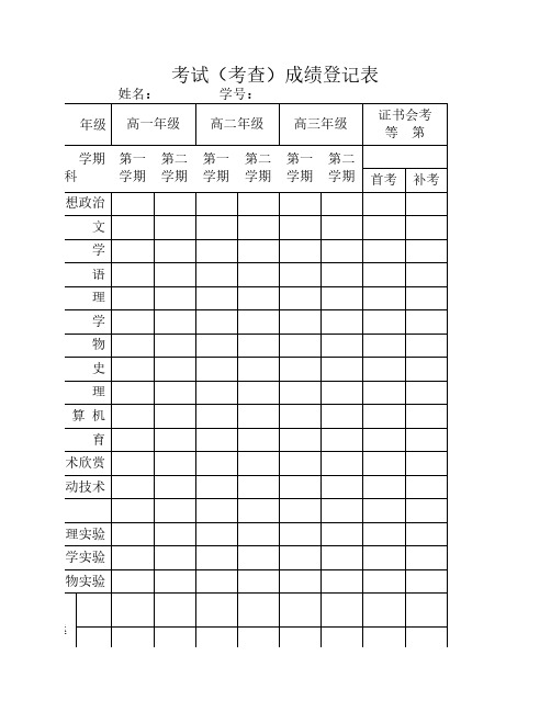 考试成绩登记表