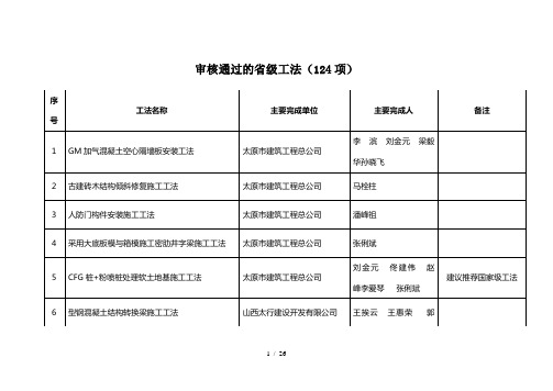 审核通过的级工法项