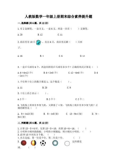 人教版数学一年级上册期末综合素养提升题含答案(满分必刷)