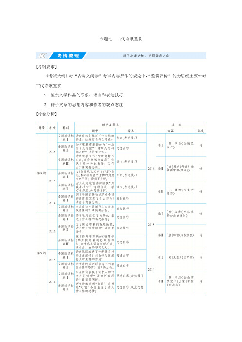 2018高考语文(新课标)总复习教师用书第二部分古诗文阅读专题七古代诗歌鉴赏学案1整体阅读指导Word版含答