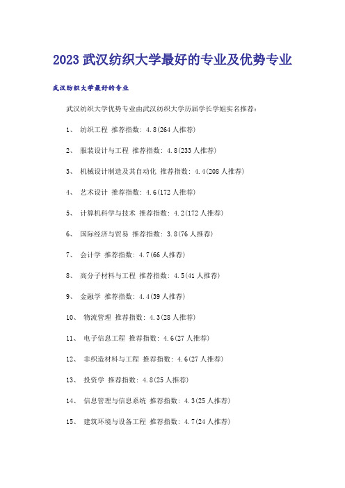 2023高考_武汉纺织大学最好的专业及优势专业