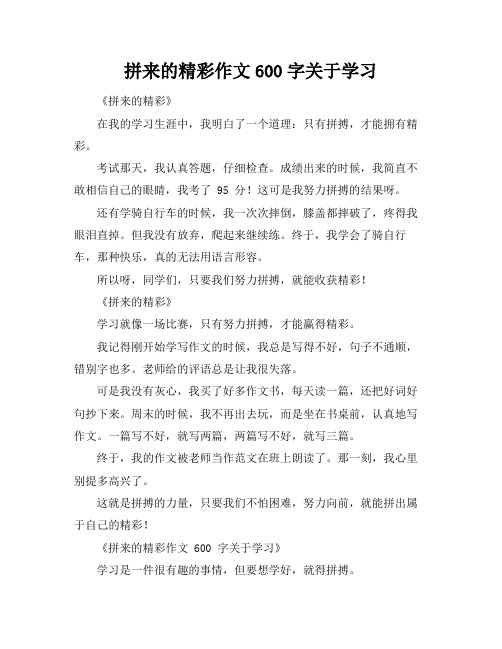 拼来的精彩作文600字关于学习