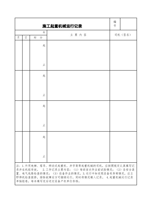 施工起重机械运行记录