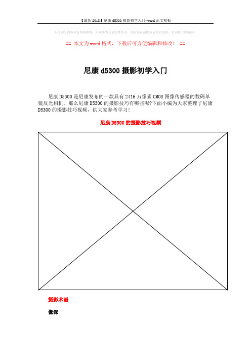 【最新2018】尼康d5300摄影初学入门-word范文模板 (3页)