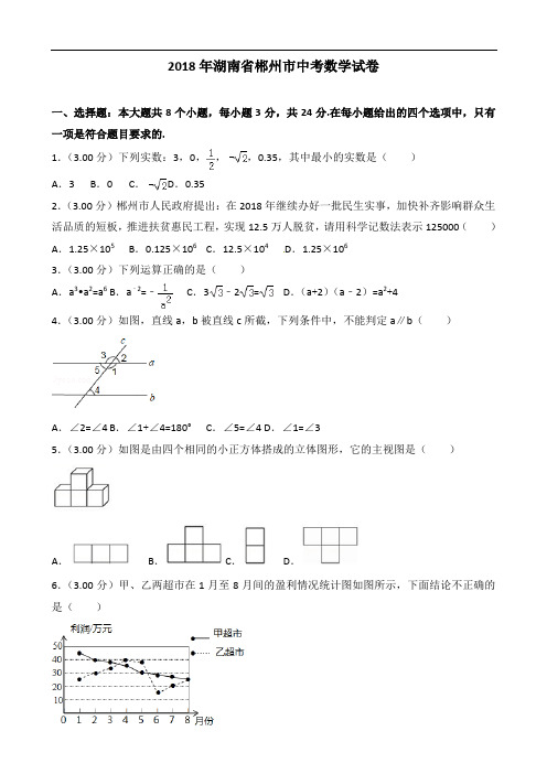 湖南省郴州市中考数学试卷及答案解析