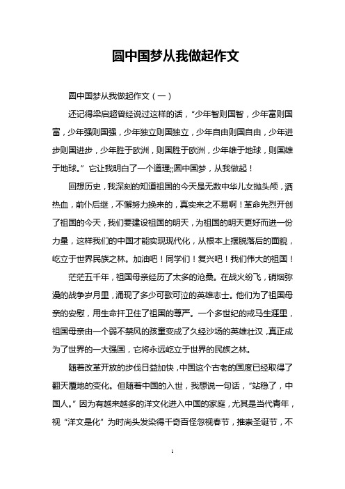 圆中国梦从我做起作文