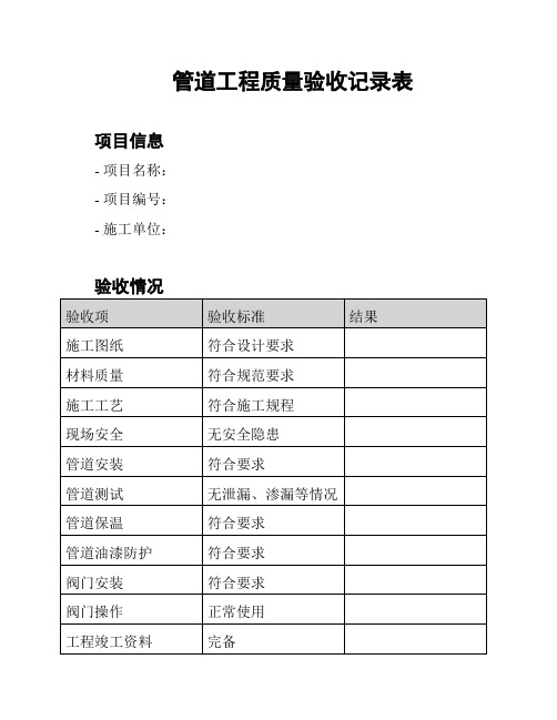 管道工程质量验收记录表