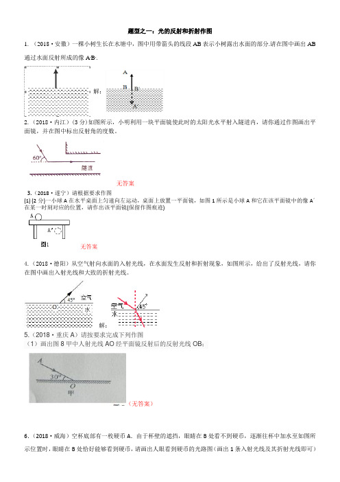 2018年中考物理真题考点整合：光学作图