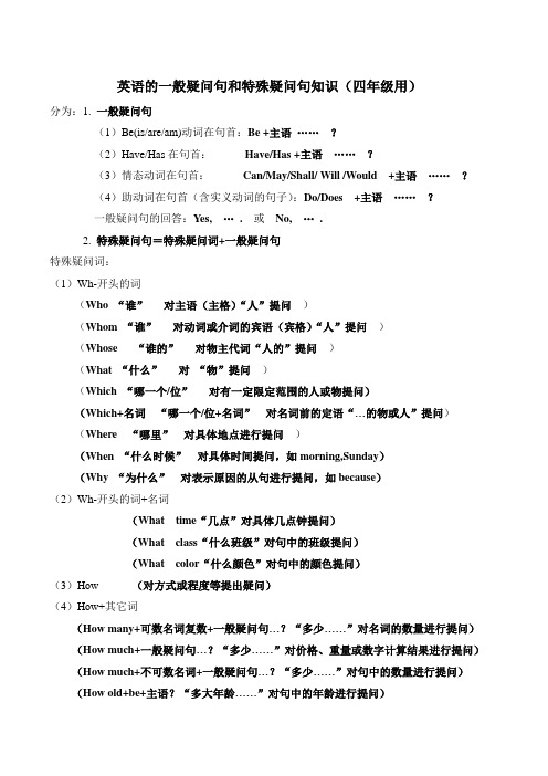 英语的一般疑问句和特殊疑问句知识