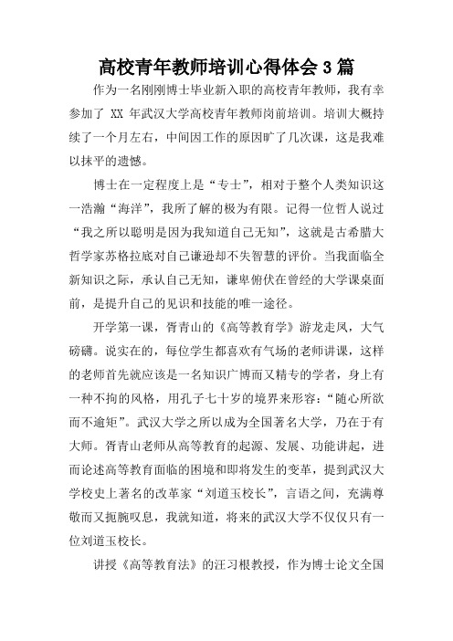 高校青年教师培训心得体会3篇