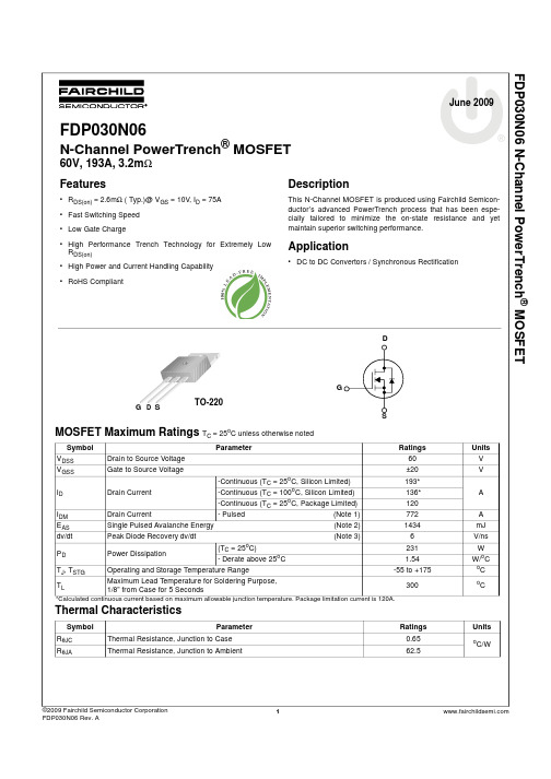 FAIRCHILD FDP030N06 数据手册