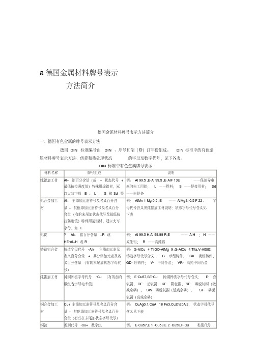 a德国金属材料牌号表示方法简介