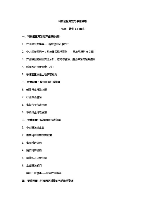 张飚-科技园区开发与拿地策略
