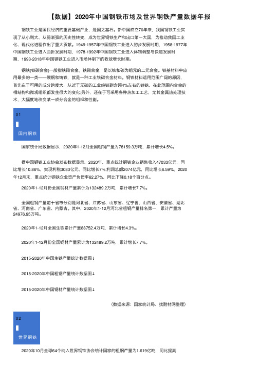 【数据】2020年中国钢铁市场及世界钢铁产量数据年报