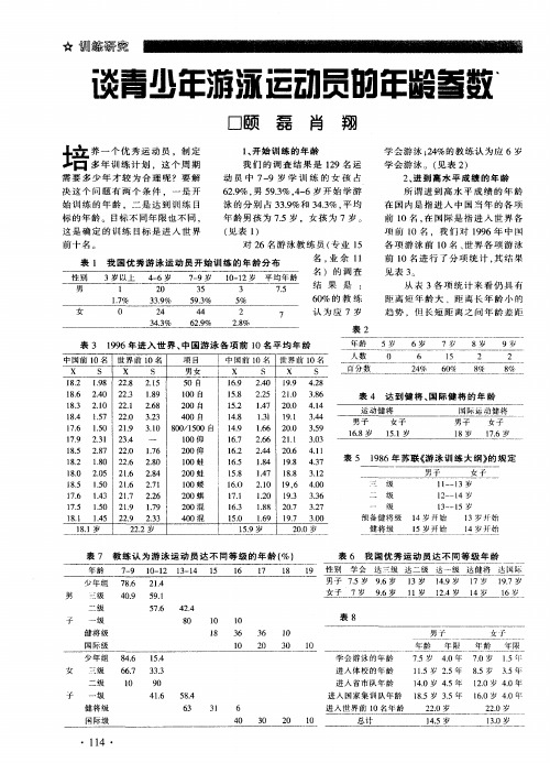 谈青少年游泳运动员的年龄参数