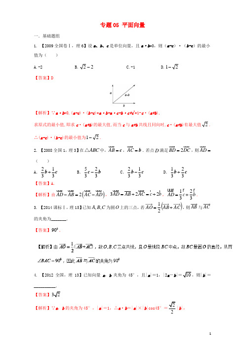 新课标Ⅰ2018年高考数学总复习专题05平面向量分项练习含解析理20171001386