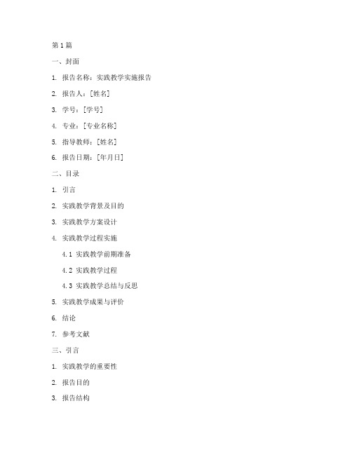 实践教学实施报告模板(3篇)