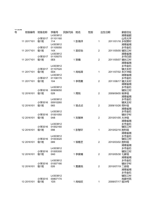 金石东江小学体测模版