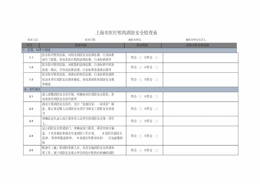 医疗机构消防安全检查表