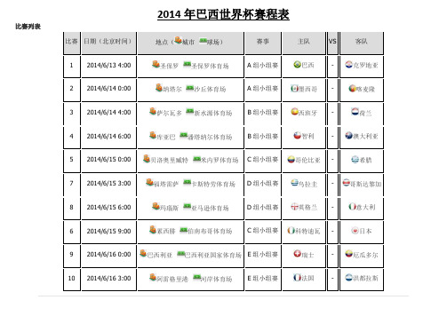 2014世界杯赛程表(全)