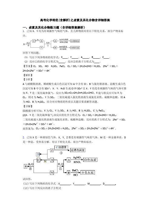 高考化学培优(含解析)之卤素及其化合物含详细答案