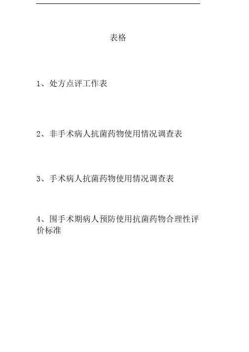 医院处方点评、抗菌药物使用情况表格