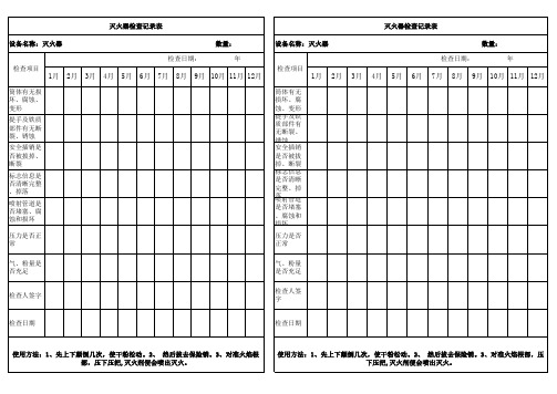 灭火器检查记录表
