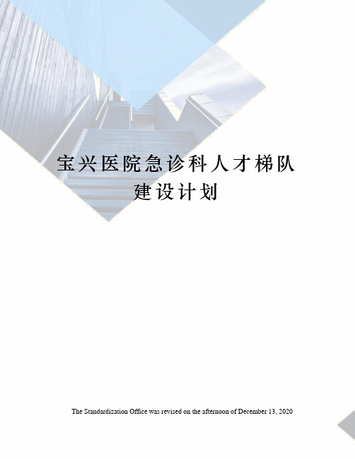 宝兴医院急诊科人才梯队建设计划