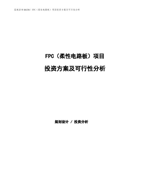 FPC(柔性电路板)项目投资方案及可行性分析