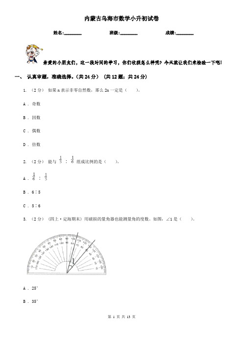 内蒙古乌海市数学小升初试卷