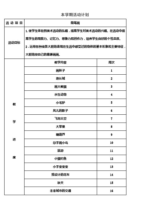 小学生简笔画社团活动记录