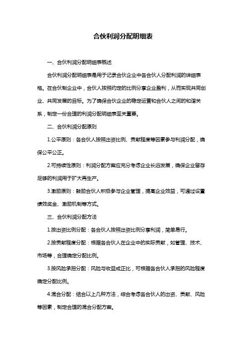 合伙利润分配明细表