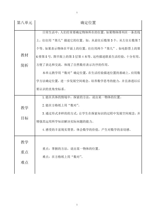 苏教版四年级下册数学：配套教案设计 第八单元第八单元 教材分析