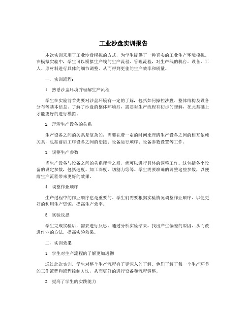 工业沙盘实训报告