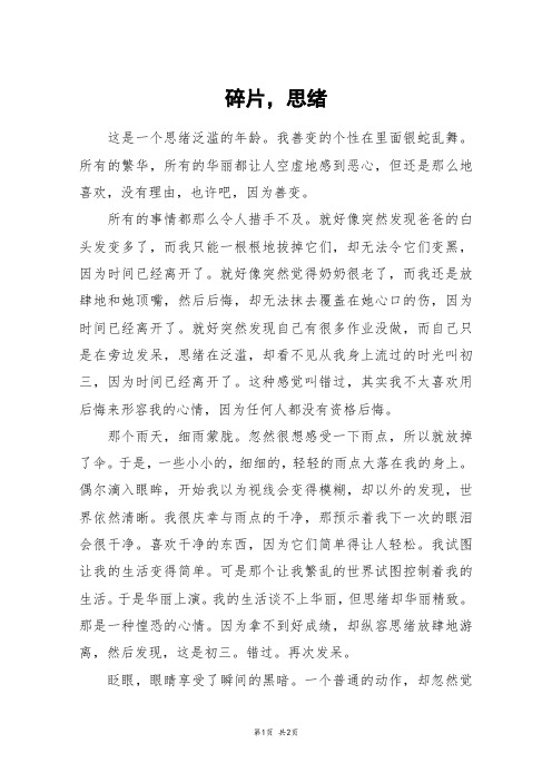碎片,思绪_高一作文
