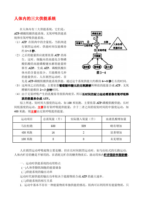 人体内的三大供能体系