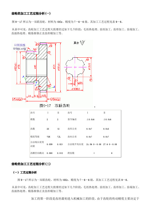 齿轮的加工工艺过程分析