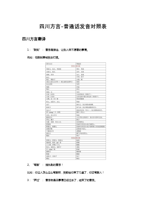 四川方言-普通话发音对照表