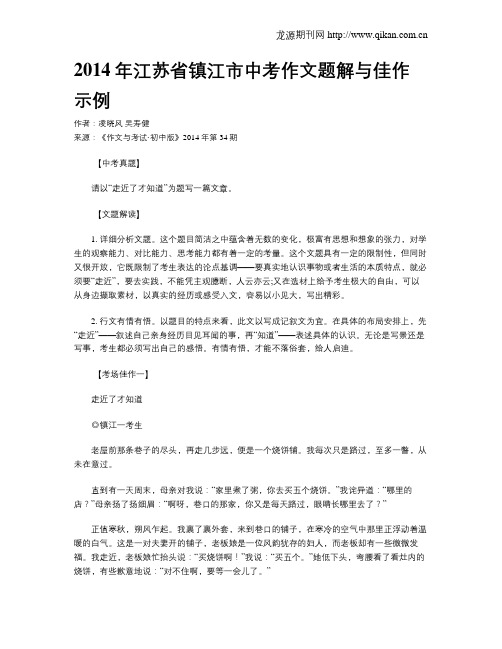 2014年江苏省镇江市中考作文题解与佳作示例