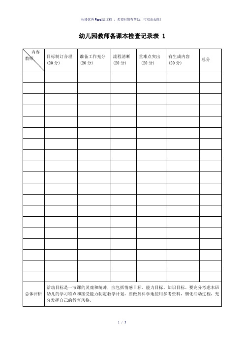 教师备课检查记录表3个