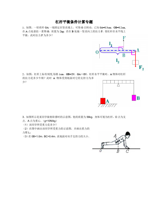 杠杆平衡条件计算专题