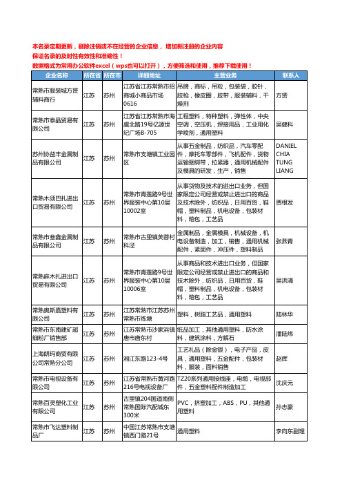 2020新版江苏省苏州通用塑料工商企业公司名录名单黄页大全176家