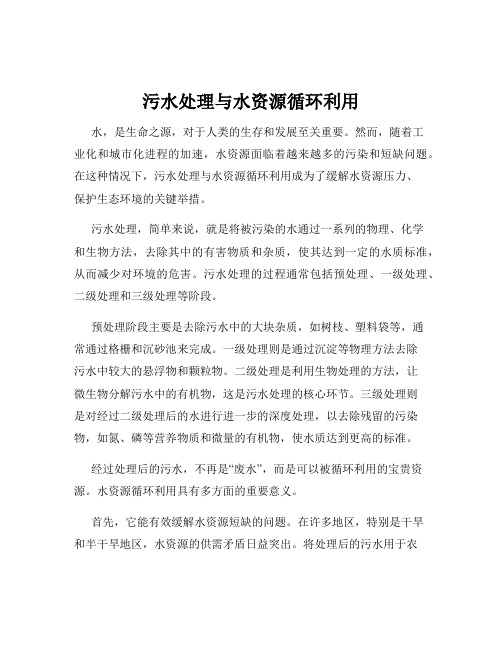 污水处理与水资源循环利用