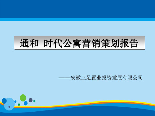 时代公寓营销策划报告书(ppt 34页)