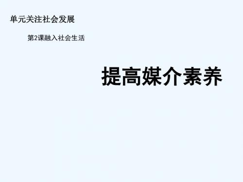 九年级道德与法治上册 第一单元 关注社会发展 第2课 融入社会生活 第2框 提高媒介素养讲义 苏教版