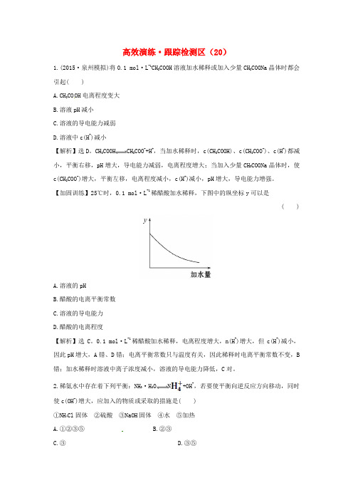 2016届高考化学一轮复习跟踪检测(20)